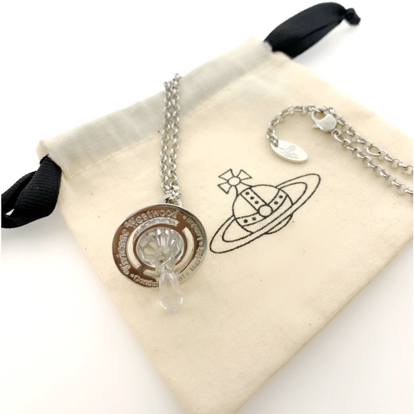 Vivienne Westwod Nana crystal orb Tear Drop necklace in silver. - Picture 4 of 6